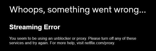 Netflix 代理错误消息