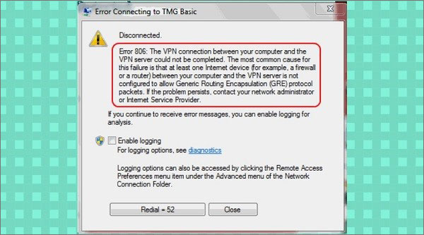 how to fix vpn error 806