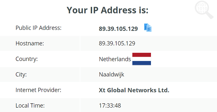 Hideman VPN IP-lektest