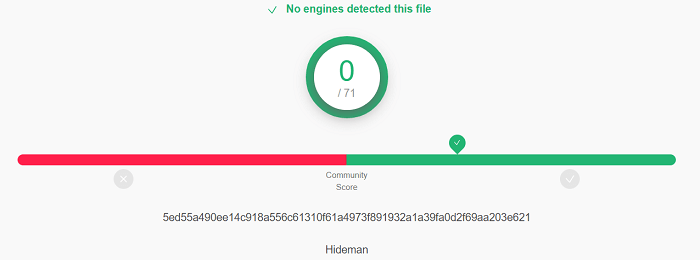 Hideman VPN Virus Test