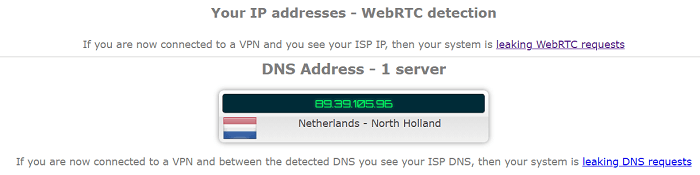 Hideman VPN WebRTC Lektest