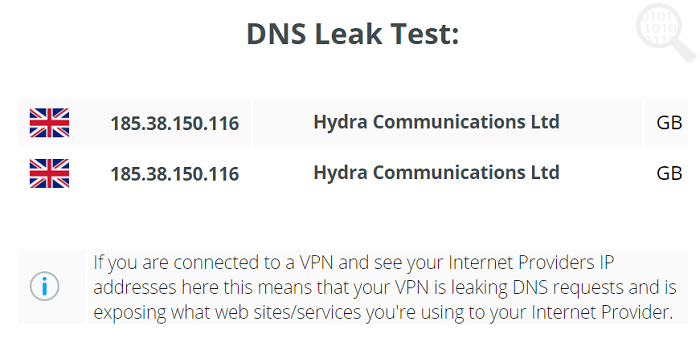 Prueba de fugas en búfer-VPN-DNS