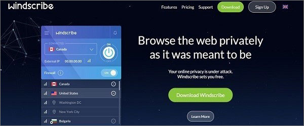 Windscribe - Windows最佳免费VPN