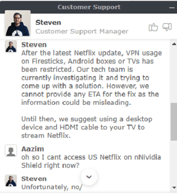 nordvpn not working with netflix customer support