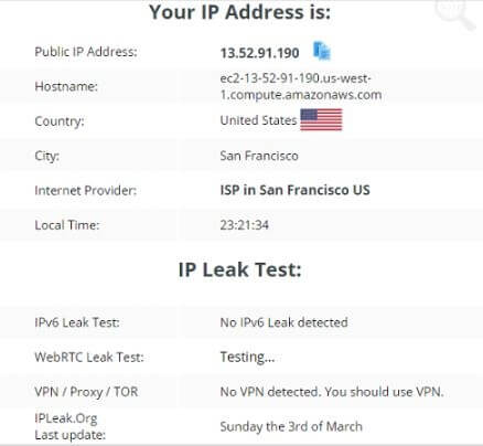 Bevestigde VPN-IPleak.org-USA