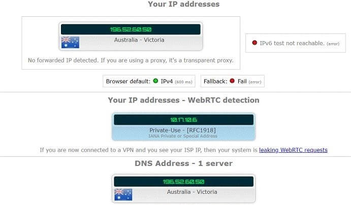 Private-internet toegang-IPLEAK-Australië