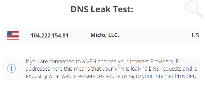 Norton Secure VPN DNS-lektest