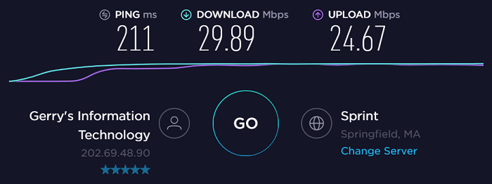 Speed Test without WiTopia personalVPN