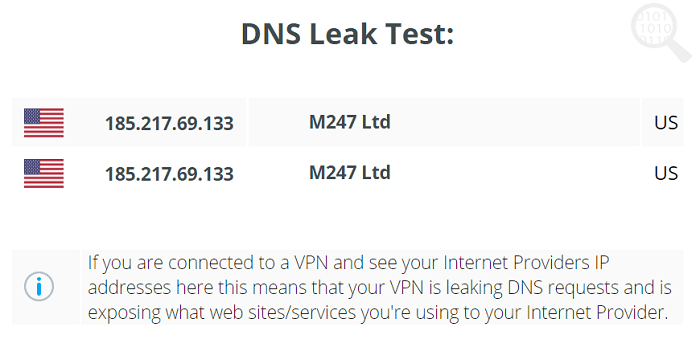 Bevestigde VPN-DNS-Test