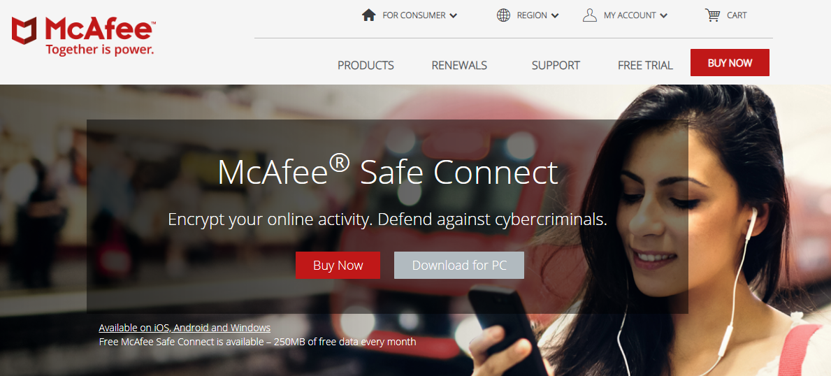 McAfee Safe Connect VPN best antivirus with vpn-in-Hong Kong