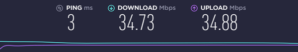 base-internet-connection-speed-test-result-without-Mullvad-VPN-connected