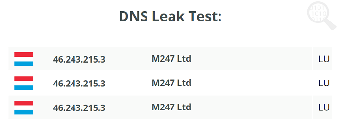 DNS Leak Test of HideIPVPN