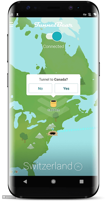 Tunnelbear-android-app-interface-in-Hong Kong