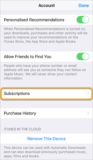 Option de subscription-of-AVG-Secure VPN-on-iOS
