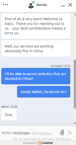 ivacy-live-chat-met betrekking tot-beschikbaarheid-in-China