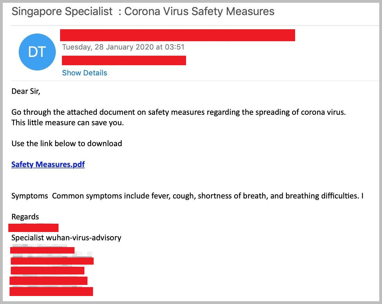 Coronavirus-Phishing-email