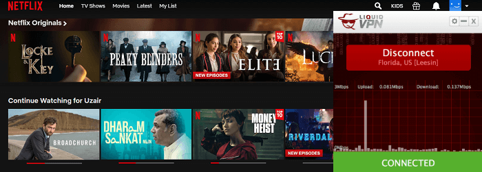 Netflix trabajando con LiquidVPN