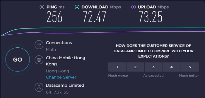 Cyberghost-hong-kong-speed-test-in-Singapore