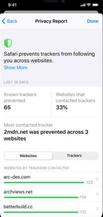 Safari privacy report