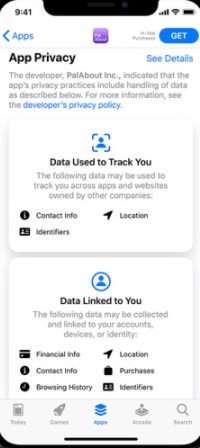 iOS App Store privacy details