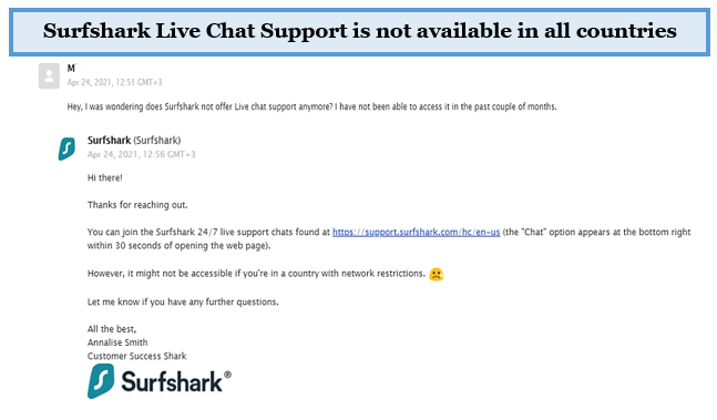 Surfshark-live-chat-functie