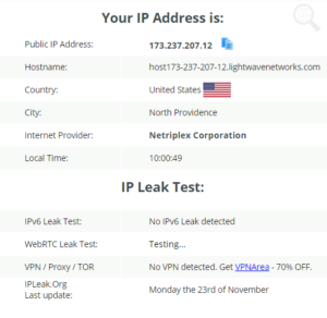 Surfshark的IP泄露测试