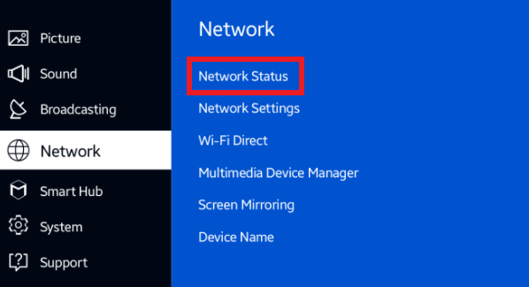 Smart-TV-network-status-settings