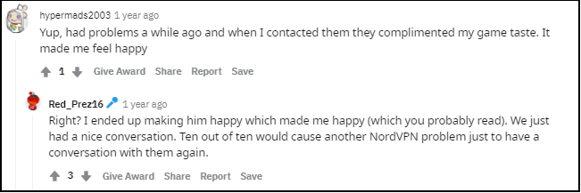nordvpn-reddit-comment-about-customer-support