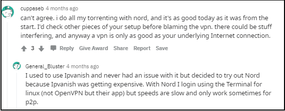 nordvpn-reddit-comment-about-torrent-download-working