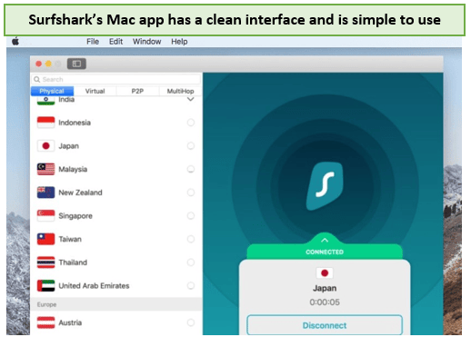Surfshark-clean-interface-and-no-of-servers