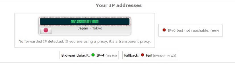 Cyberghost-IP-leak-test-on-Japan-server-For UAE Users