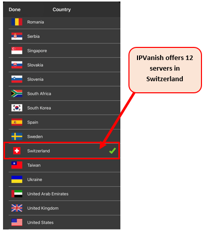 IPVanish-Zwitsers-Servers