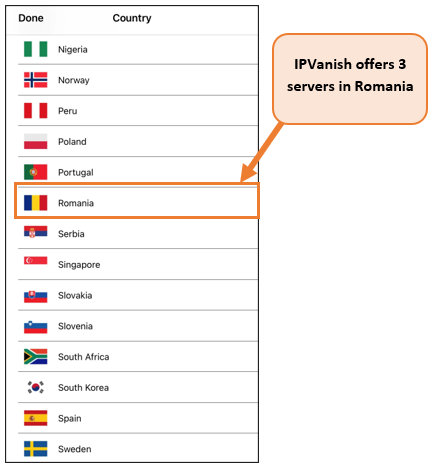 IPVanish-roemenië-servers