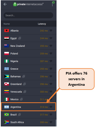 PIA-Argentina-Servers-For American Users