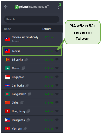 PIA-Taiwan-Servers
