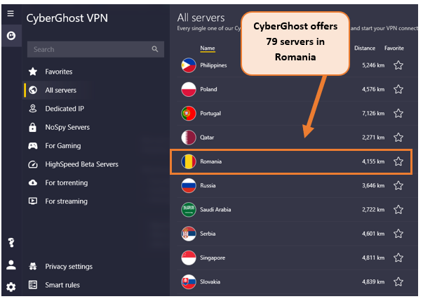 cyberghost-servers-in-Roemenië
