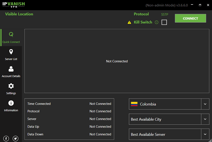 ipvanish-colombia-server-For UK Users