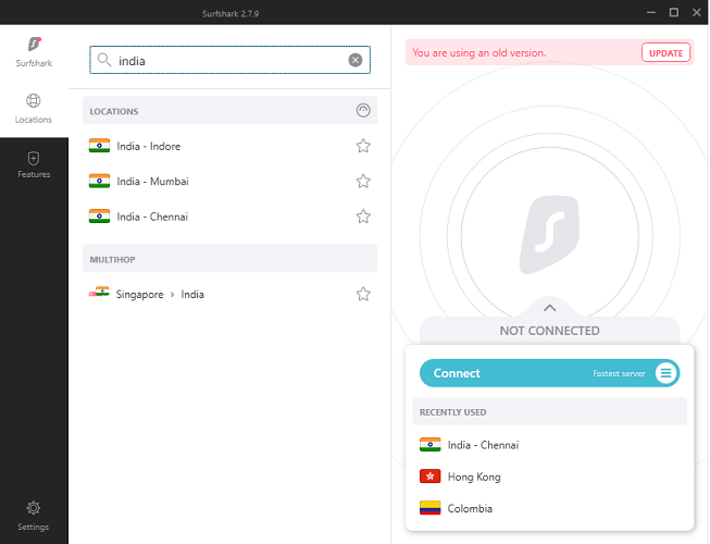 surfshark-indiase servers