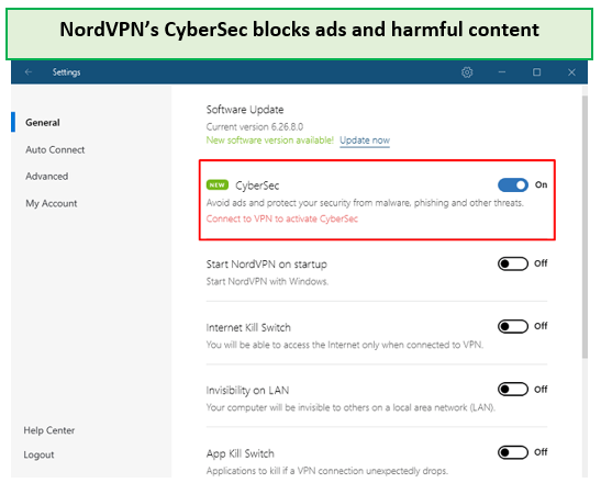  NordVPN-CyberSec blocca annunci e contenuti dannosi. in - Italia 