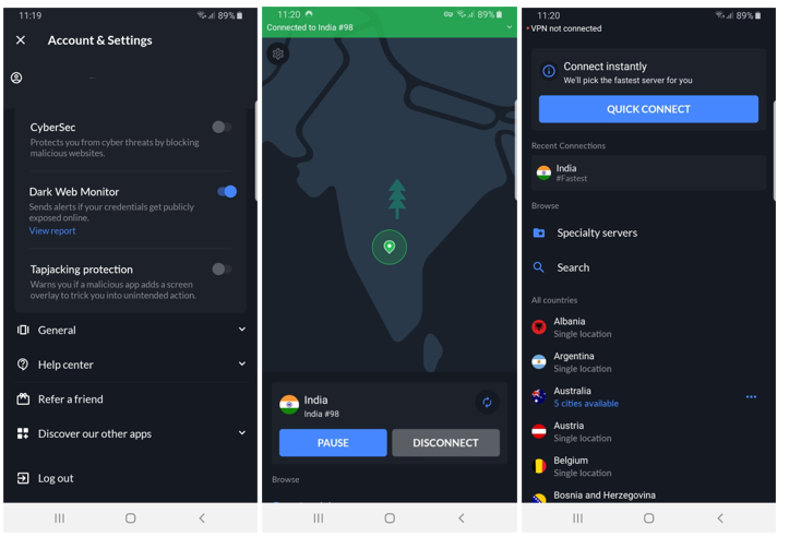 NordVPN-app-Android-interface-in-USA