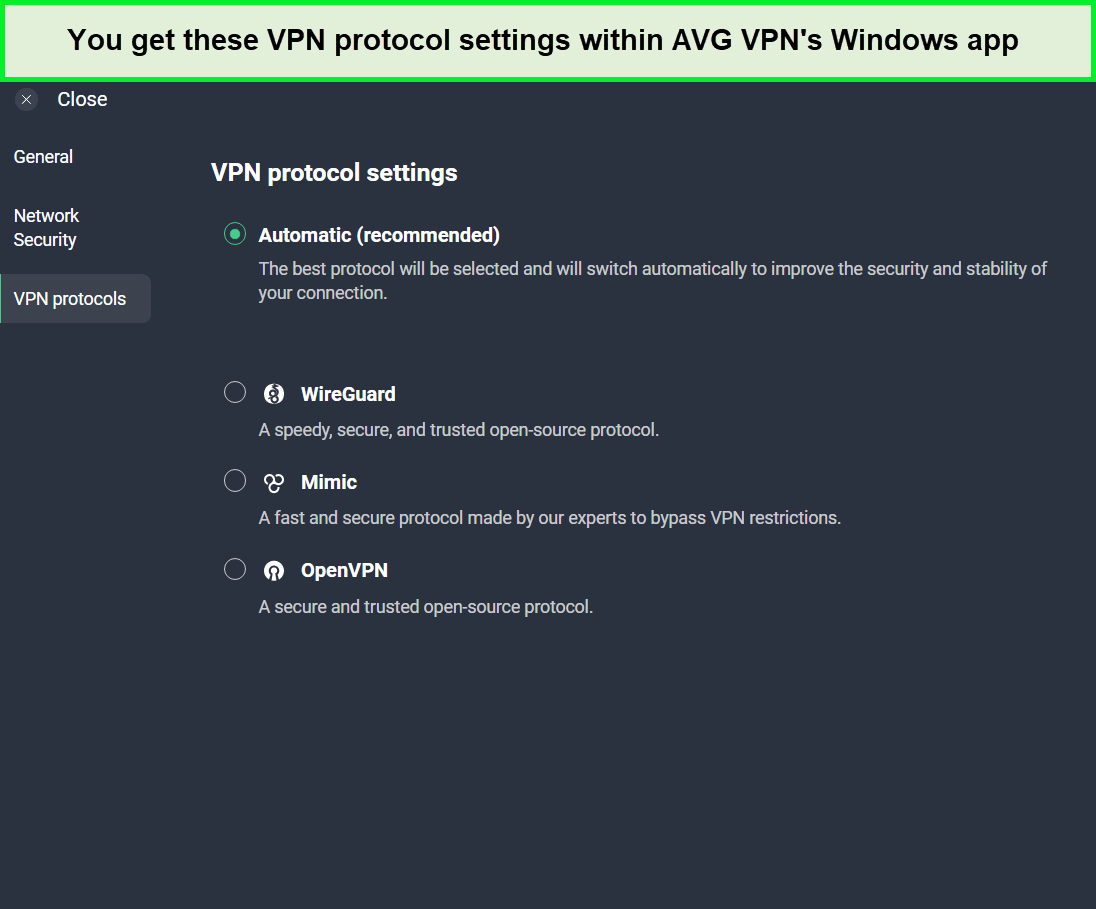  AVG-VPN-Protokolle-Registerkarte in - Deutschland 