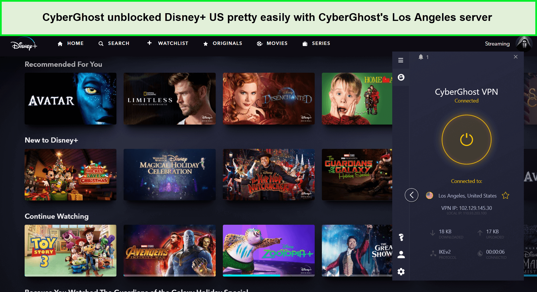  Cyberghost desbloqueó US Disney Plus in - Espana 