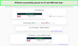 ipvanish-passed-dns-and-ip-leak-test-For France Users