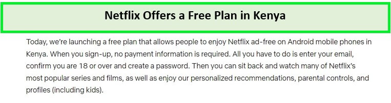 netflix offers a free plan in kenya-in-India