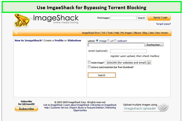 ImgaeShack for Bypassing Torrent Blocking