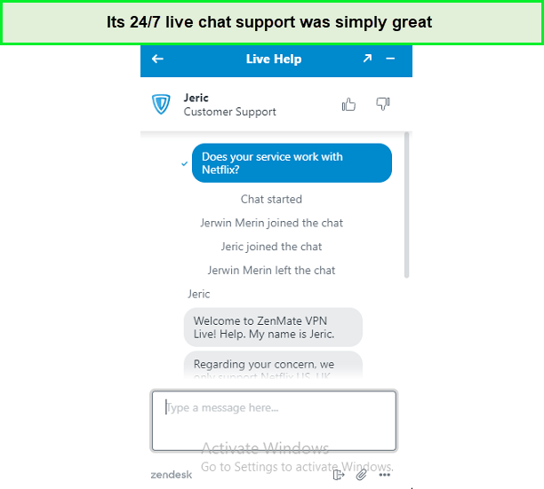  Zenmate - supporto live chat in - Italia 