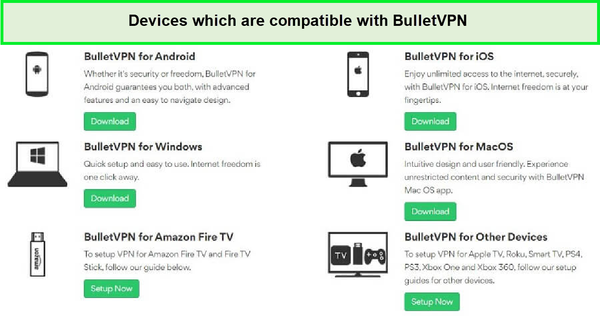  Dispositivo de compatibilidad BulletVPN in - Espana 