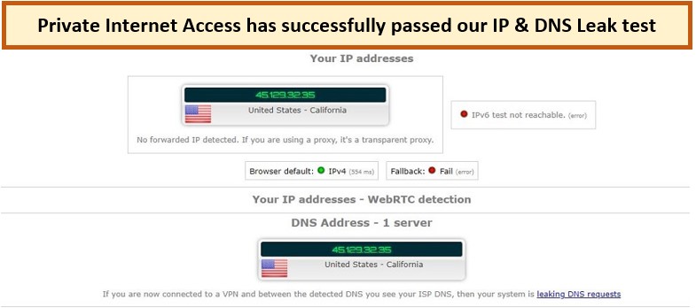  Test de fuite IP-DNS PIA 