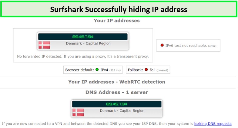 Surfshark-masking-IP-address-successfully-For UAE Users