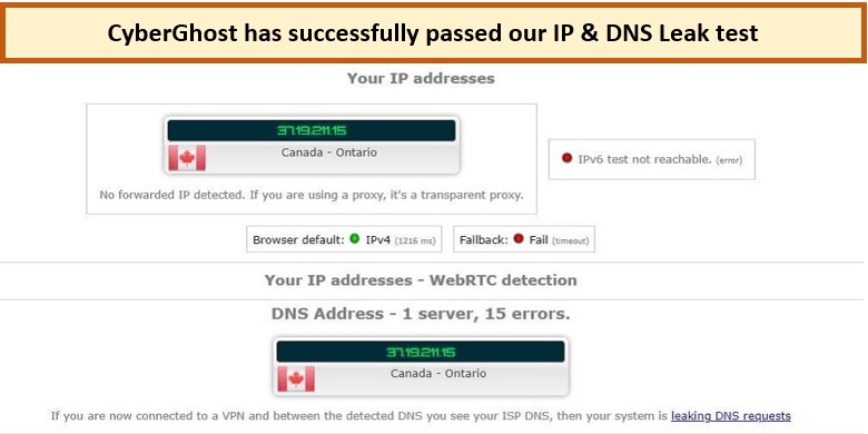  Cyberghost DNS fuite IP 1 